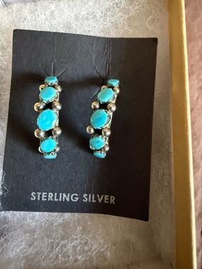 Sterling Silver Turquoise Hoop Earrings